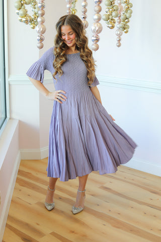 Elise Silky Pleated Dress