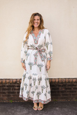 Capri Palm Linen Dress