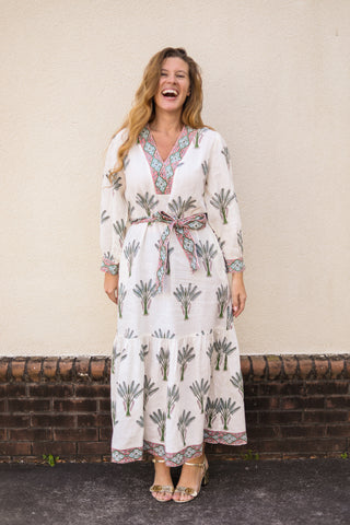 Capri Palm Linen Dress