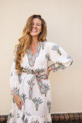 Capri Palm Linen Dress