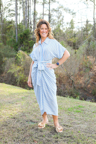Tabitha Ruched Stripe Dress