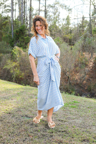 Tabitha Ruched Stripe Dress