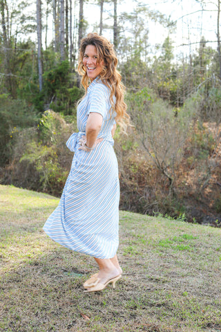 Tabitha Ruched Stripe Dress