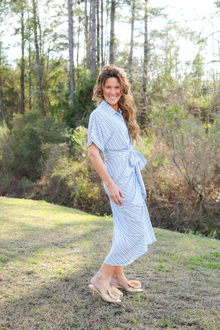 Tabitha Ruched Stripe Dress