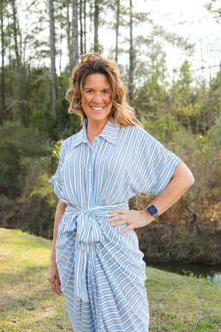 Tabitha Ruched Stripe Dress