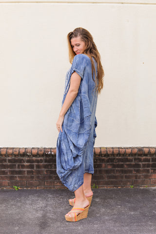 Gathered Together Denim Dress