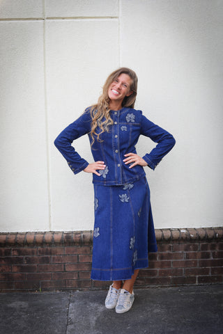 Denim Jacket Skirt Set