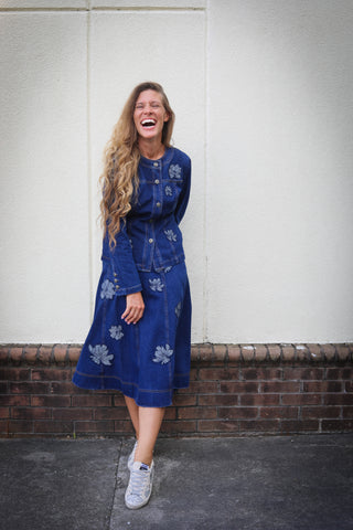 Denim Jacket Skirt Set