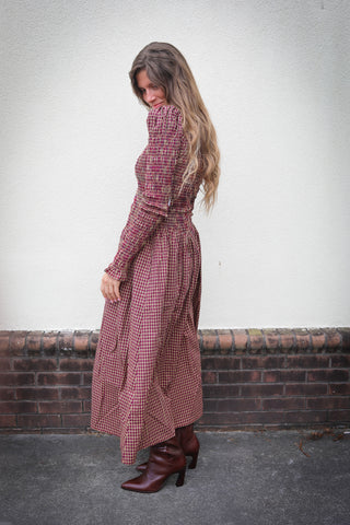 Cara Smocked Gingham Dress