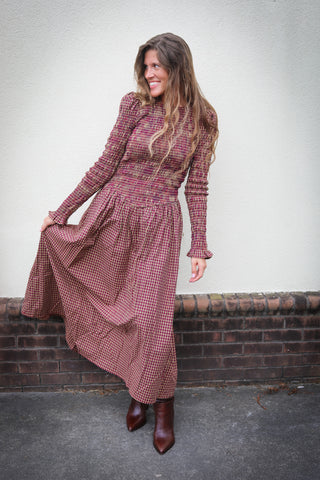 Cara Smocked Gingham Dress