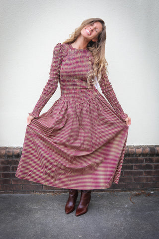 Cara Smocked Gingham Dress