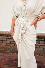 Load image into Gallery viewer, Sage Cream Ruched Dress
