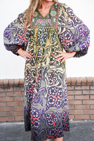 Amara Green Boho Dress