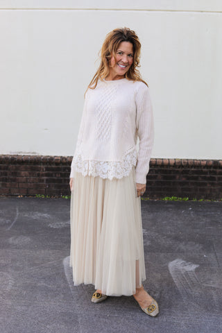 Cream Lace Sweater