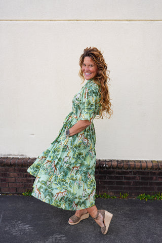 Palm Green Leopard Dress