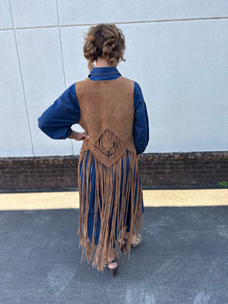 TL Free People Suede Fringe Vest