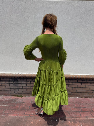 Silky Pleated Bloom Dress