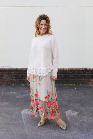 Cream Lace Sweater