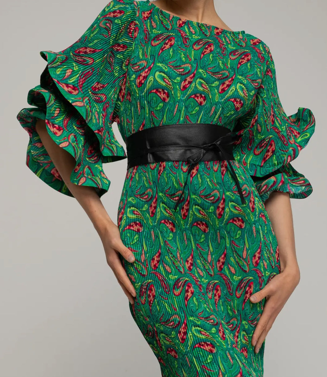 Green Pleated Dress