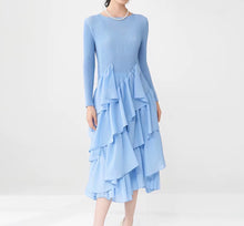 Load image into Gallery viewer, Silky Pleated Ruffle Dress
