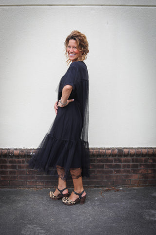 Black Tulle Tee Dress