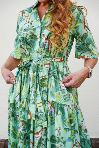 Palm Green Leopard Dress