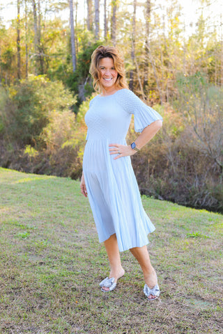 Elise Silky Pleated Dress