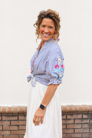 Ruffle Striped Blouse