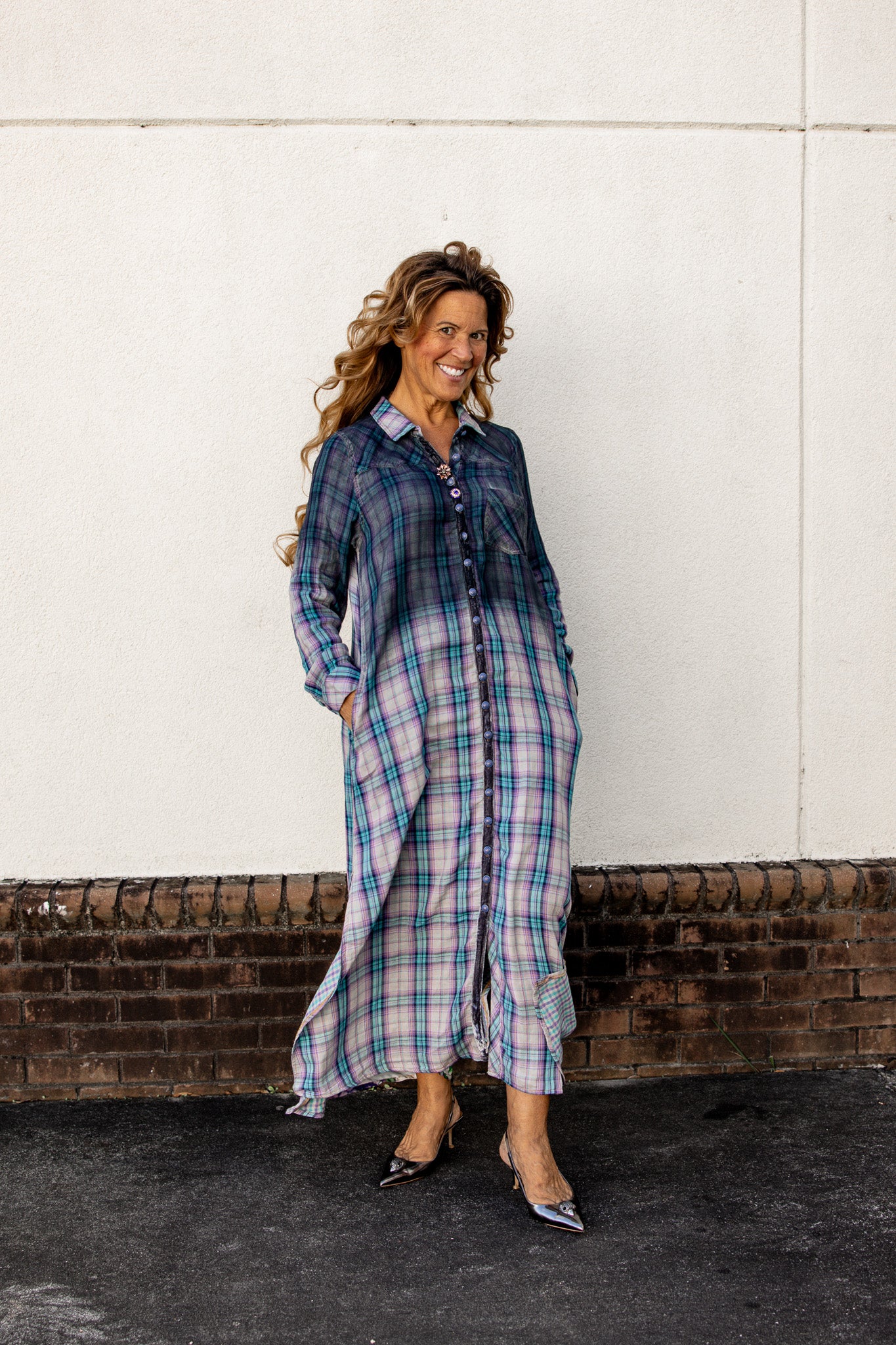 Grunge Flannel Duster Long Sleeve Plaid Shirt Dress DYLAN DUSTER/DRESS   Ida Rae