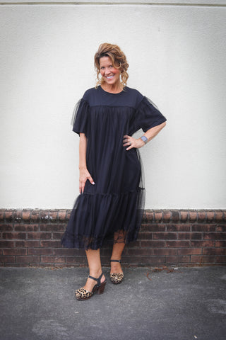 Black Tulle Tee Dress