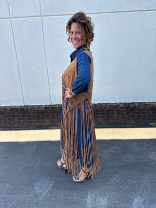 TL Free People Suede Fringe Vest