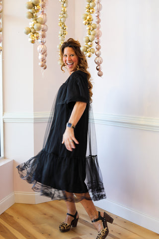 Black Tulle Tee Dress