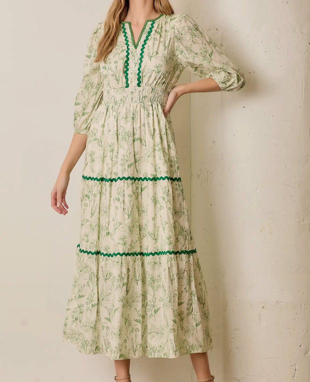 Melanie Green Tiered Dress