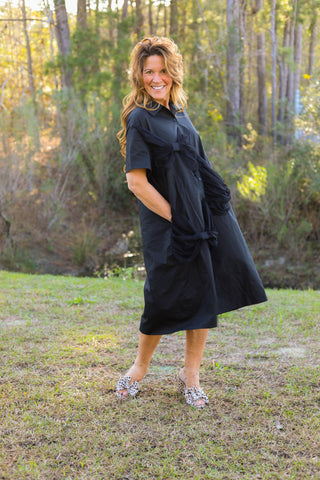 Black Chiffon Bow Dress