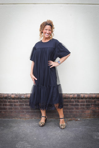 Black Tulle Tee Dress
