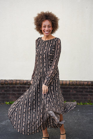 Black Floral Mesh Dress