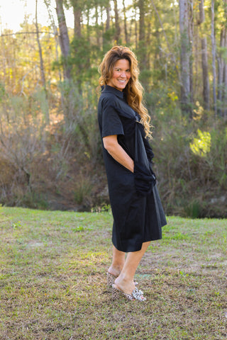 Black Chiffon Bow Dress