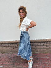 Load image into Gallery viewer, Patchwork Skies Wrap Skirt
