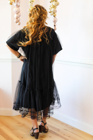 Black Tulle Tee Dress