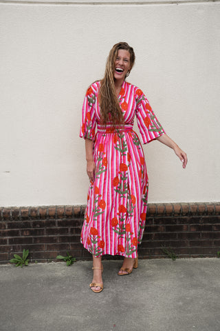 Scarlet Stripe Wrap Dress