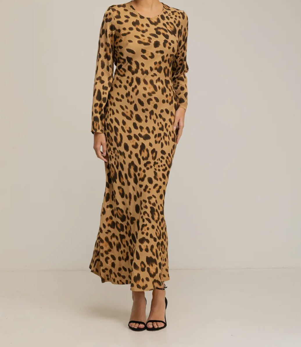 Sable Silk Leopard Dress