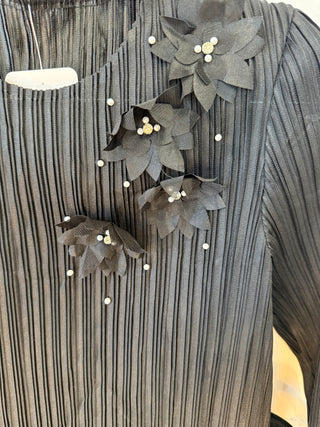 Embellished Silky Pleated Set