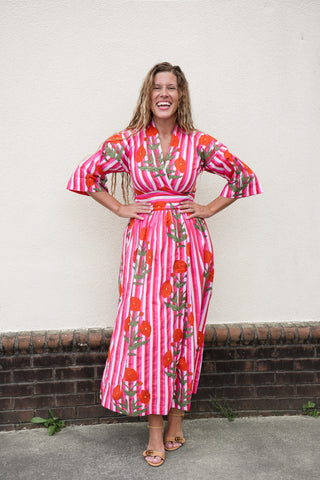 Scarlet Stripe Wrap Dress