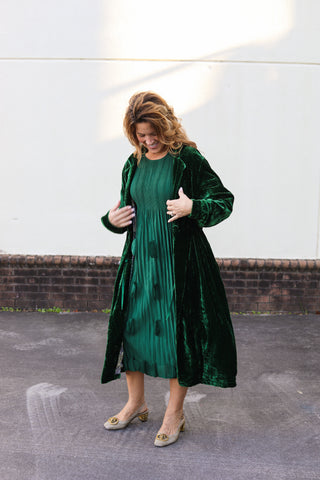Green Velvet Duster Jacket