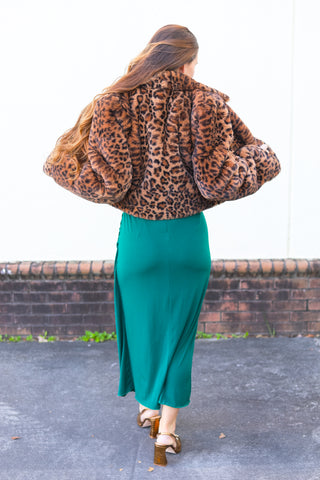 NWOT Anthro Leopard Faux Fur Jacket