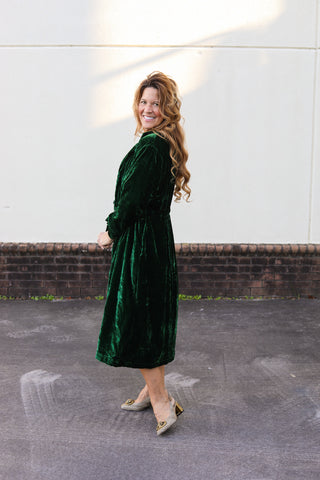 Green Velvet Duster Jacket