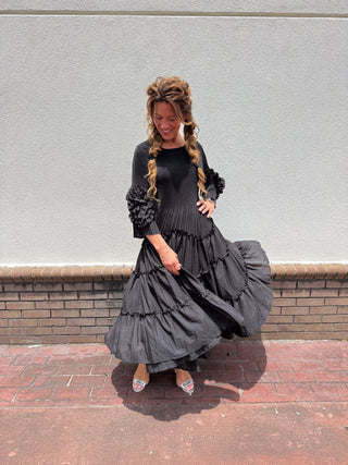 Silky Pleated Bloom Dress