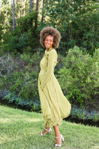 Buckle Silky Pleated Dress