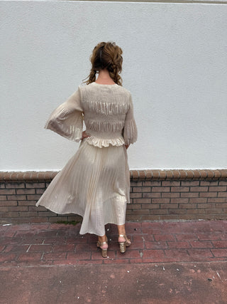 Shimmer Gold Pleated Dress