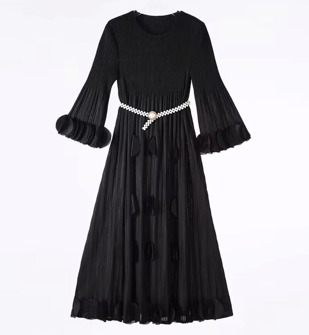 Petals Silky Pleated Dress